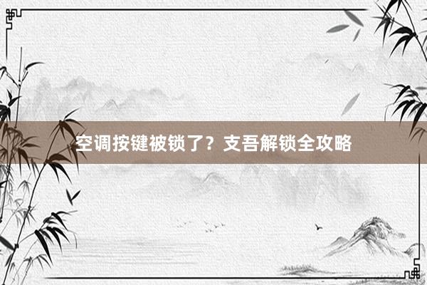 空调按键被锁了？支吾解锁全攻略